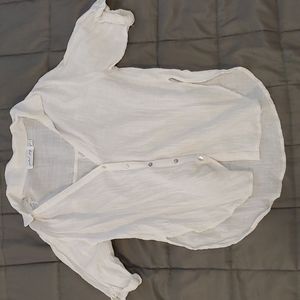 Petal + Pup white linen button down